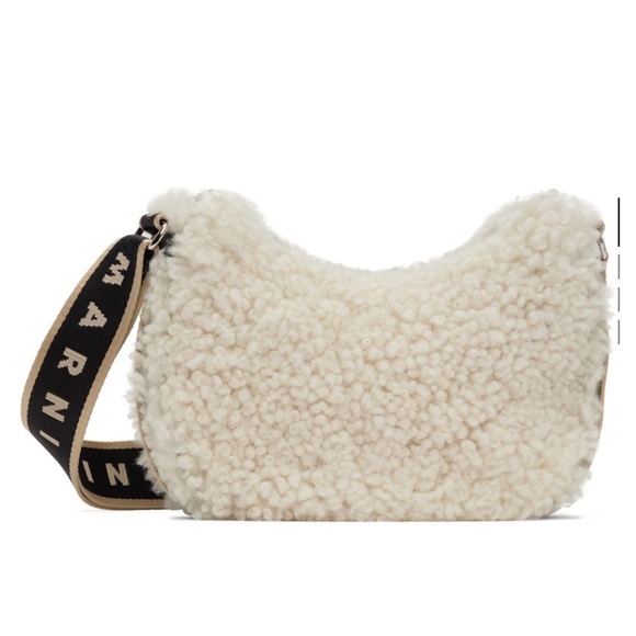 Marni off-white shearling bey shoulder crossbody bag - Picture 2 of 8